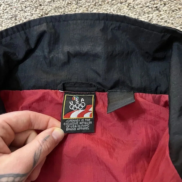 VINTAGE 80s USA Olympics Tracksuit Red Black Nylon WindbreakerJacket Mens Medium - Picture 5 of 9